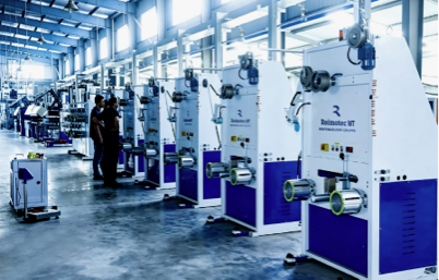 PET strapping winding equipment on the factory floor